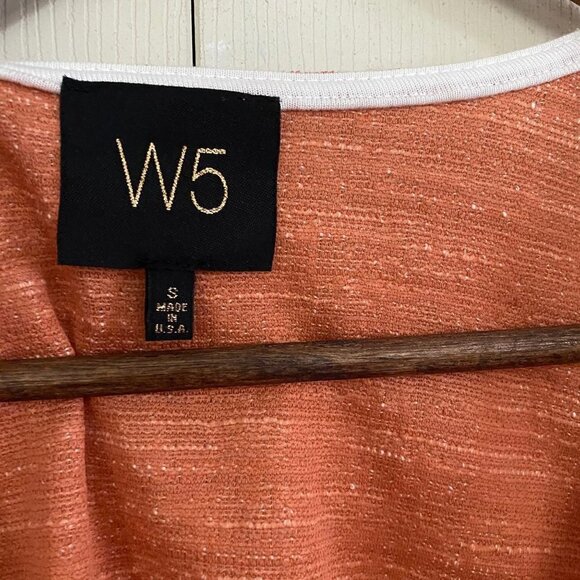 W5 Women's Tweed Style Button Detail Orange White Woven Tank Blouse Size Small - Picture 2 of 4